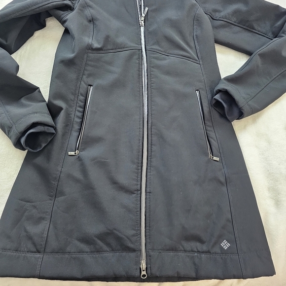 Columbia Weather Resistant Softshell Coat Hooded Fleece Lined Black Size Small - Picture 9 of 16